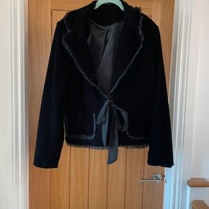 Elegant Black Women's Blazer with Tie Front